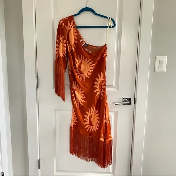 Farm Rio x Anthropologie One-Shoulder A-Line Fringe Mini Dress - Picture 4 of 7